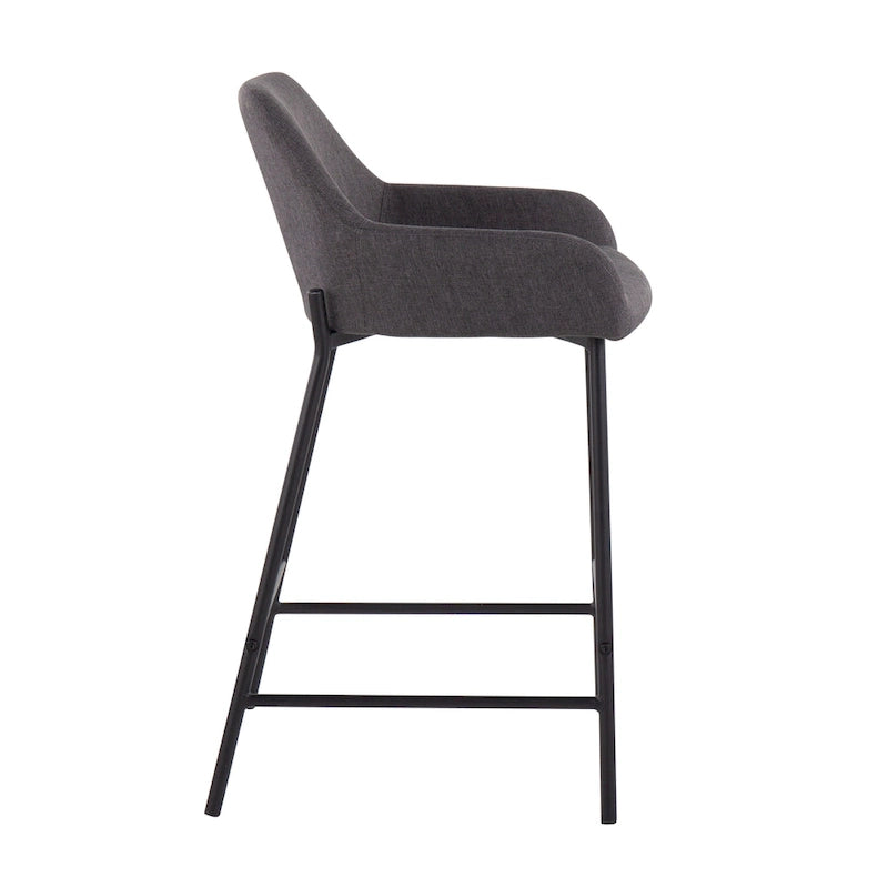 Black Fixed-Height Upholstered Counter Stool - Set of 2
