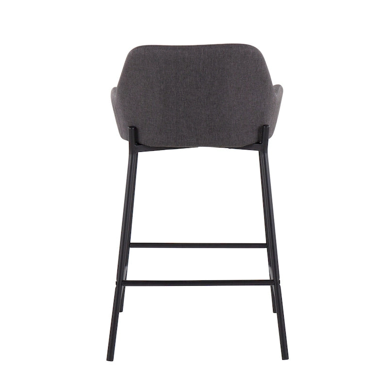 Black Fixed-Height Upholstered Counter Stool - Set of 2