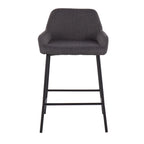 Black Fixed-Height Upholstered Counter Stool - Set of 2