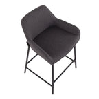 Black Fixed-Height Upholstered Counter Stool - Set of 2