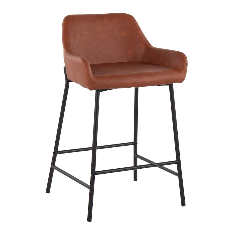 Black Fixed-Height Upholstered Counter Stool - Set of 2