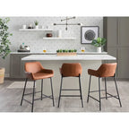 Black Fixed-Height Upholstered Counter Stool - Set of 2
