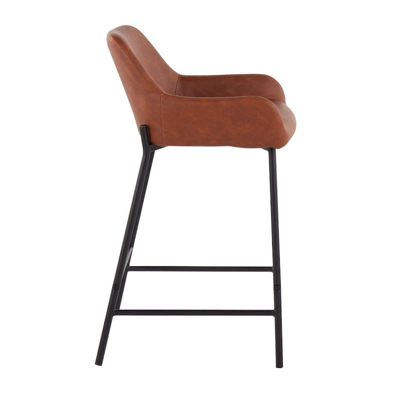 Black Fixed-Height Upholstered Counter Stool - Set of 2