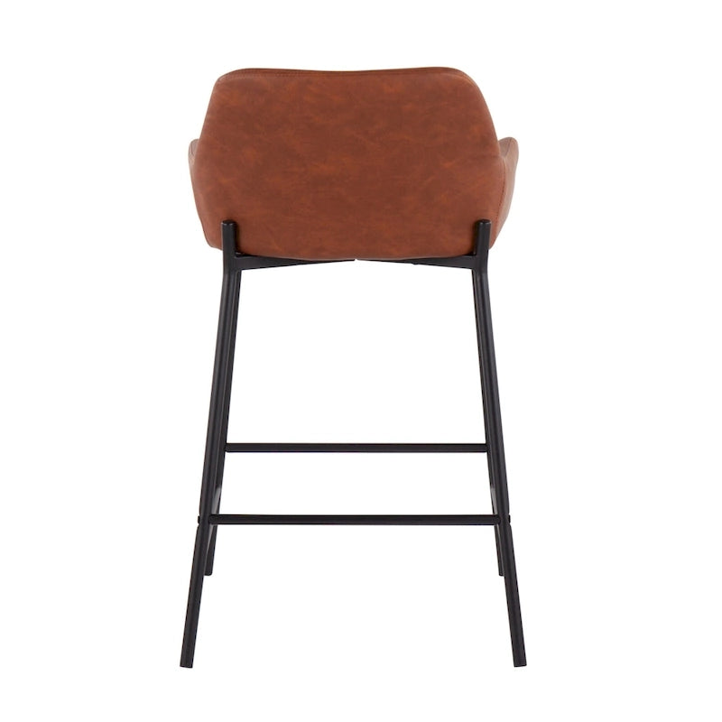 Black Fixed-Height Upholstered Counter Stool - Set of 2