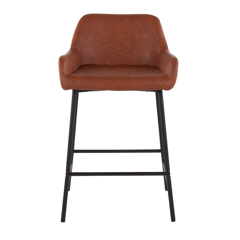 Black Fixed-Height Upholstered Counter Stool - Set of 2