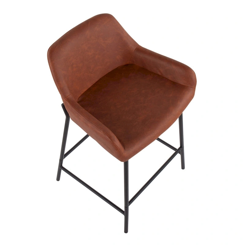 Black Fixed-Height Upholstered Counter Stool - Set of 2