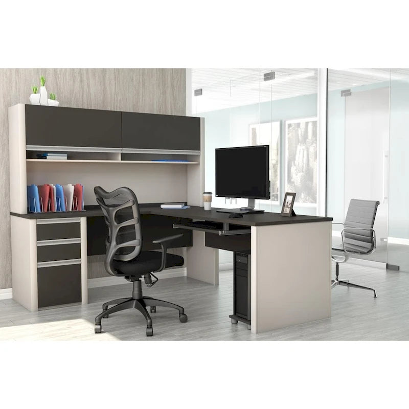 Connexion 72W L-Shaped Desk with Hutch and Pedestal
