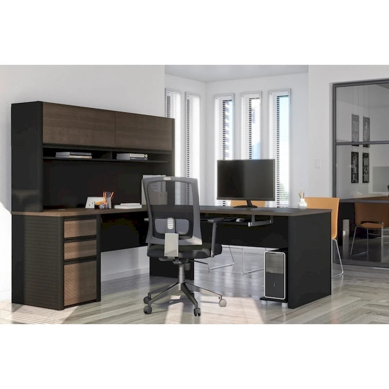 Connexion 72W L-Shaped Desk with Hutch and Pedestal