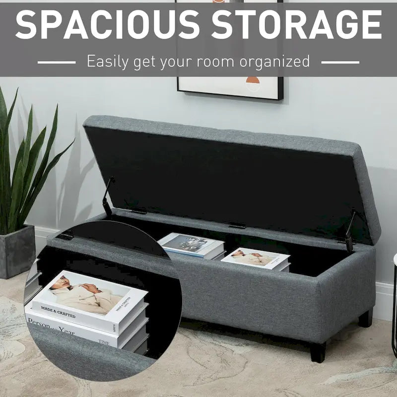 Holmden 49-inch Fabric Tufted Storage Ottoman Bench