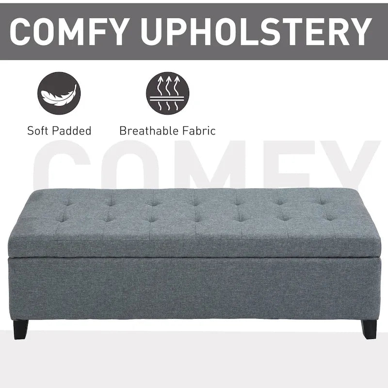 Holmden 49-inch Fabric Tufted Storage Ottoman Bench