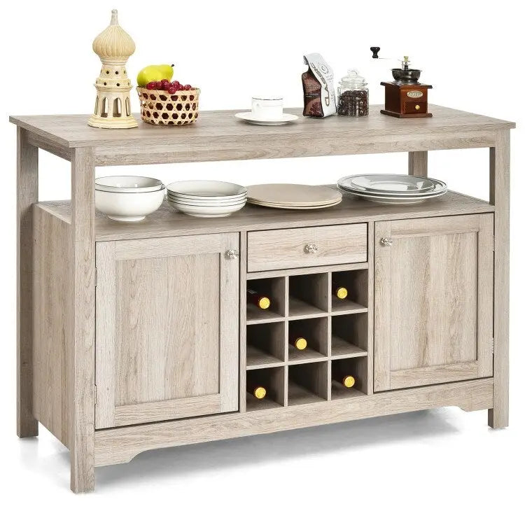 Transitional Buffet Server Sideboard with Wine Storage - 45.5 x 16 x 31.5 (L x W x H)