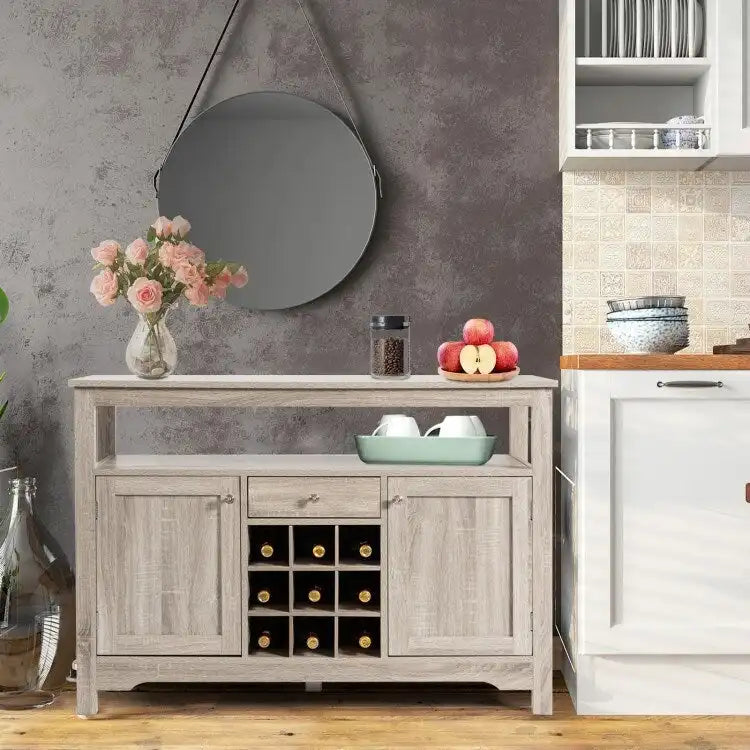 Transitional Buffet Server Sideboard with Wine Storage - 45.5 x 16 x 31.5 (L x W x H)