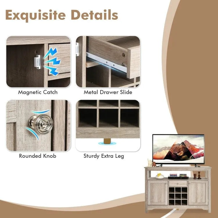 Transitional Buffet Server Sideboard with Wine Storage - 45.5 x 16 x 31.5 (L x W x H)