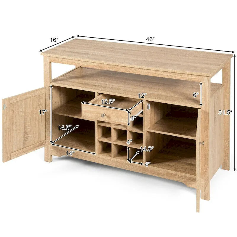 Transitional Buffet Server Sideboard with Wine Storage - 45.5 x 16 x 31.5 (L x W x H)