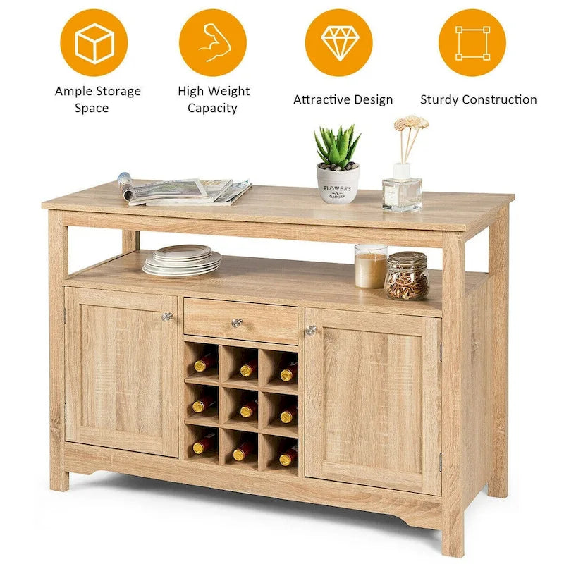 Transitional Buffet Server Sideboard with Wine Storage - 45.5 x 16 x 31.5 (L x W x H)