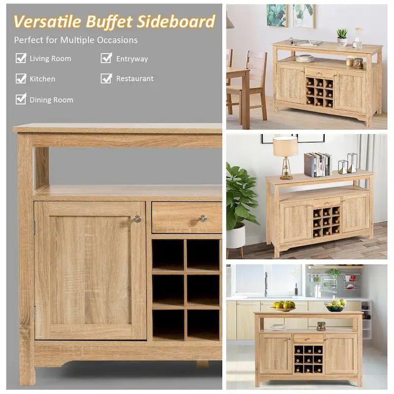 Transitional Buffet Server Sideboard with Wine Storage - 45.5 x 16 x 31.5 (L x W x H)