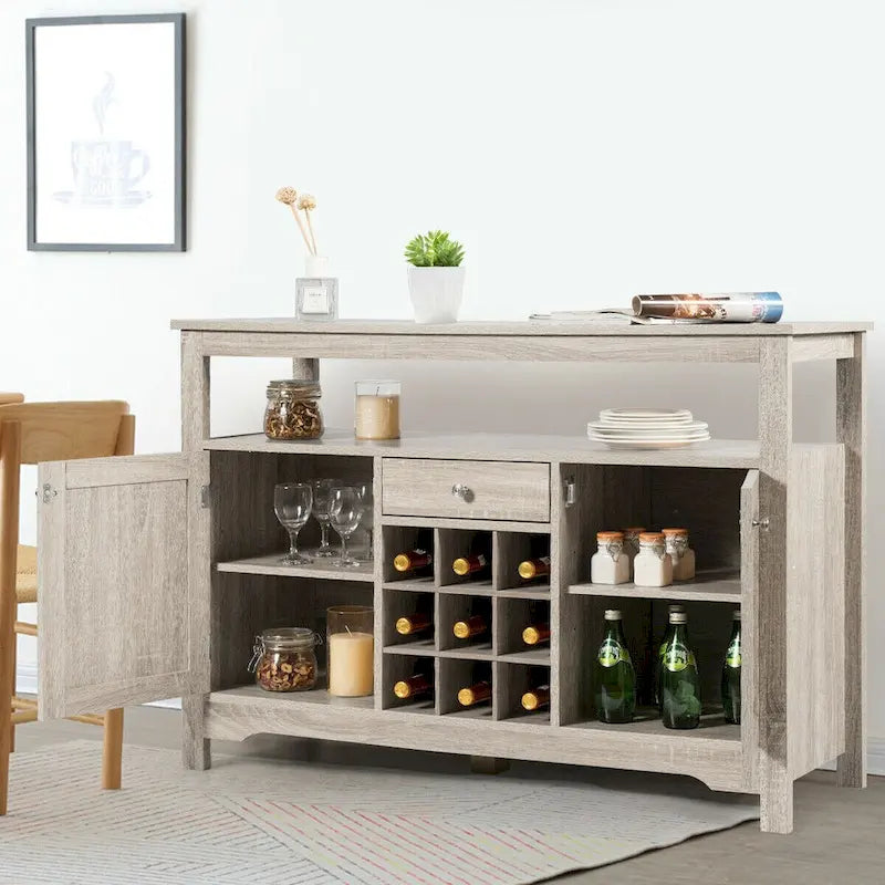 Transitional Buffet Server Sideboard with Wine Storage - 45.5 x 16 x 31.5 (L x W x H)