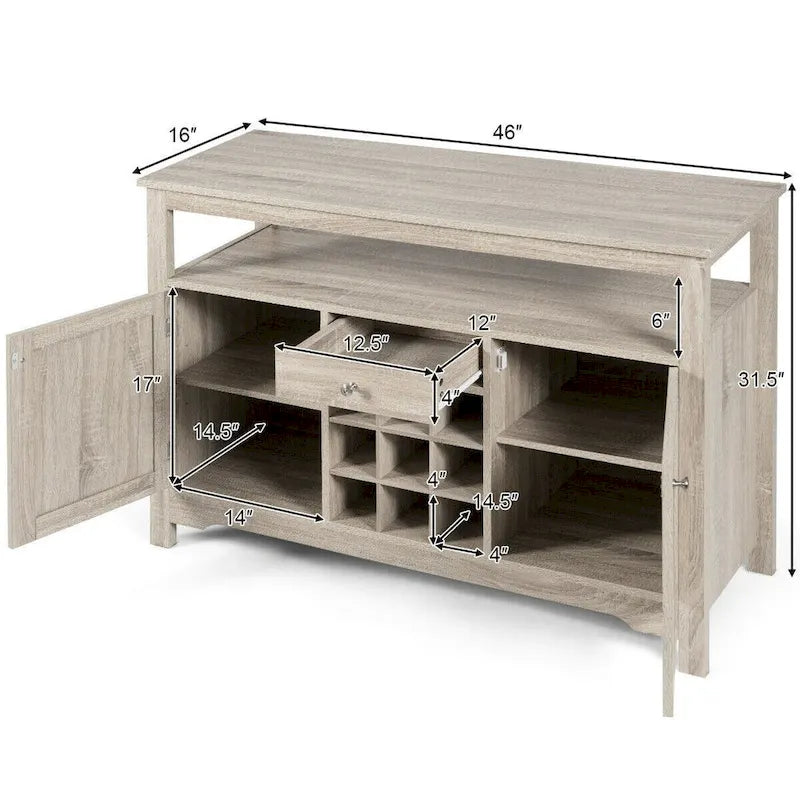 Transitional Buffet Server Sideboard with Wine Storage - 45.5 x 16 x 31.5 (L x W x H)