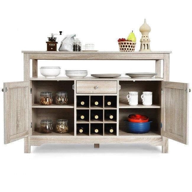 Transitional Buffet Server Sideboard with Wine Storage - 45.5 x 16 x 31.5 (L x W x H)
