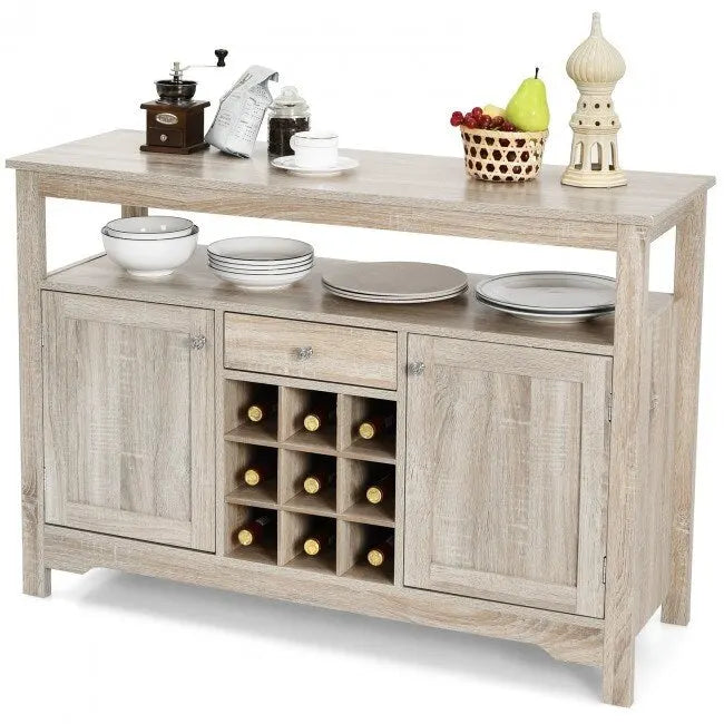 Transitional Buffet Server Sideboard with Wine Storage - 45.5 x 16 x 31.5 (L x W x H)