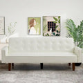 74.4 L Faux Leather Full Button Tufted Sofa 3-Seat, Convertible Sleeper Couch