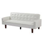 74.4 L Faux Leather Full Button Tufted Sofa 3-Seat, Convertible Sleeper Couch