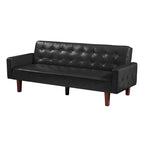 74.4 L Faux Leather Full Button Tufted Sofa 3-Seat, Convertible Sleeper Couch