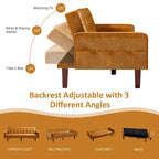 74.4 L Faux Leather Full Button Tufted Sofa 3-Seat, Convertible Sleeper Couch
