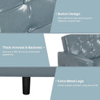 74.4 L Faux Leather Full Button Tufted Sofa 3-Seat, Convertible Sleeper Couch