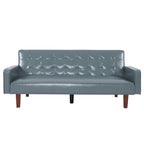 74.4 L Faux Leather Full Button Tufted Sofa 3-Seat, Convertible Sleeper Couch