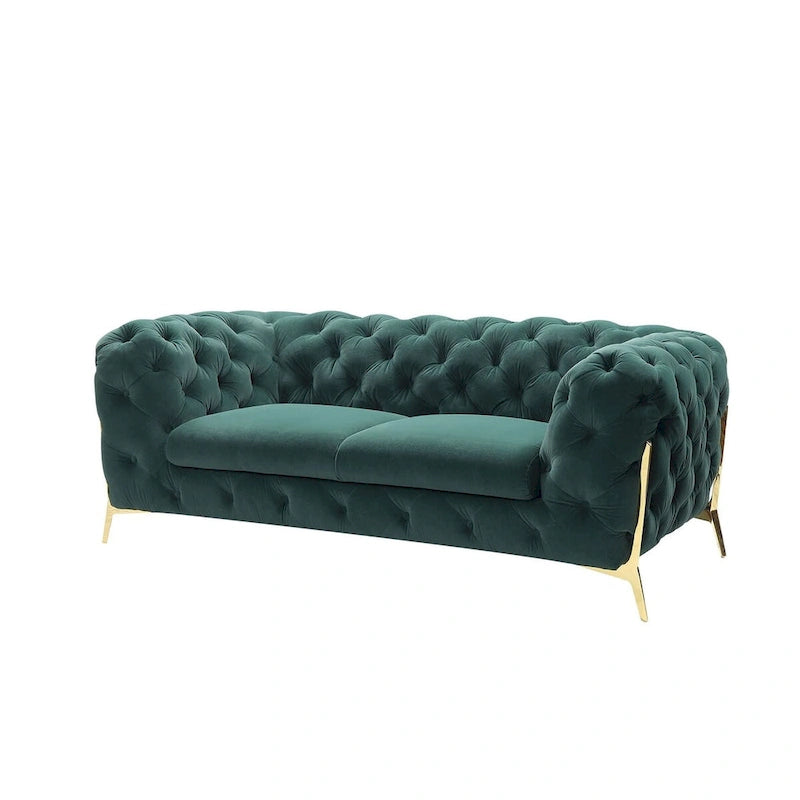   Transitional Emerald Green Fabric Loveseat