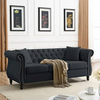 3-Seater Chesterfield Upholstered Tufted Sofa with Rolled Arms and Nailhead