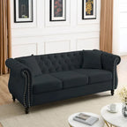 3-Seater Chesterfield Upholstered Tufted Sofa with Rolled Arms and Nailhead