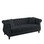 3-Seater Chesterfield Upholstered Tufted Sofa with Rolled Arms and Nailhead