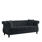 3-Seater Chesterfield Upholstered Tufted Sofa with Rolled Arms and Nailhead
