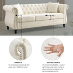 3-Seater Chesterfield Upholstered Tufted Sofa with Rolled Arms and Nailhead