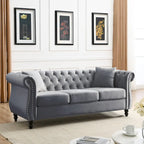 3-Seater Chesterfield Upholstered Tufted Sofa with Rolled Arms and Nailhead