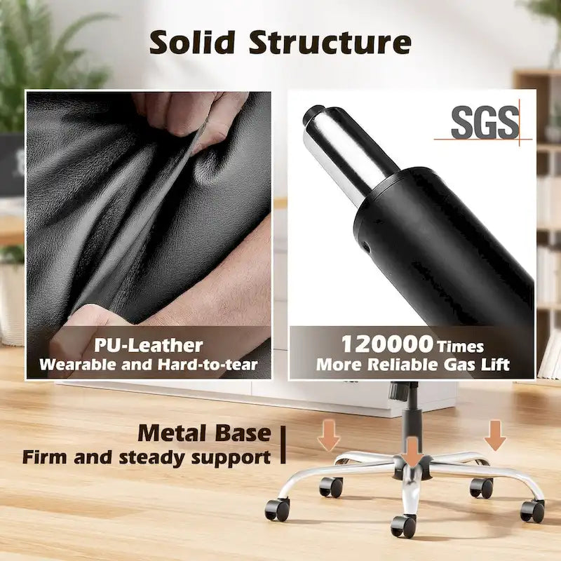 Executive PU Leather Swivel Office Chair with Flip-Up Arms