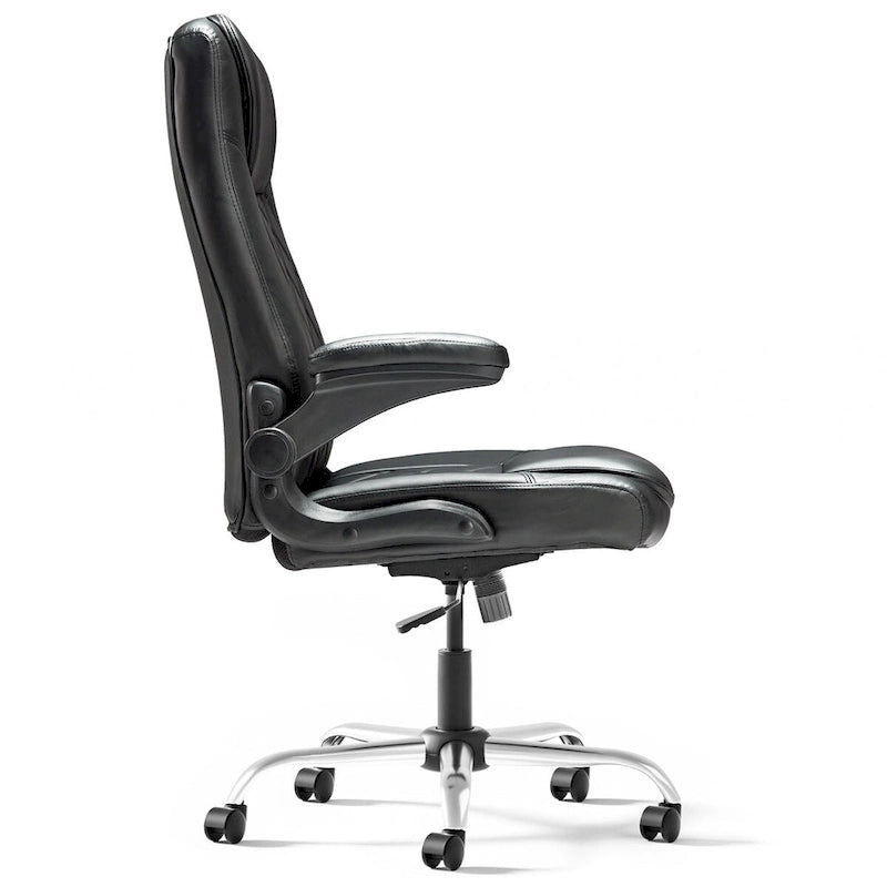 Executive PU Leather Swivel Office Chair with Flip-Up Arms