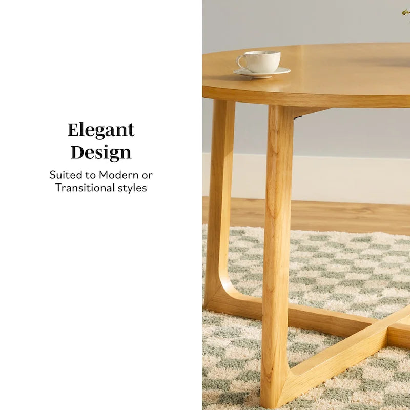 Round Solid Wood Dining Table With Geometric Legs