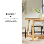 Round Solid Wood Dining Table With Geometric Legs