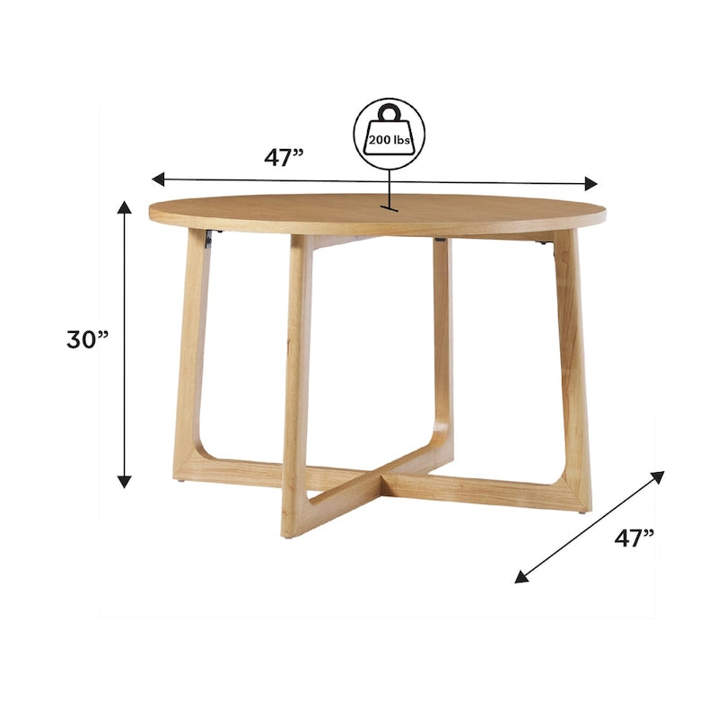 Round Solid Wood Dining Table With Geometric Legs
