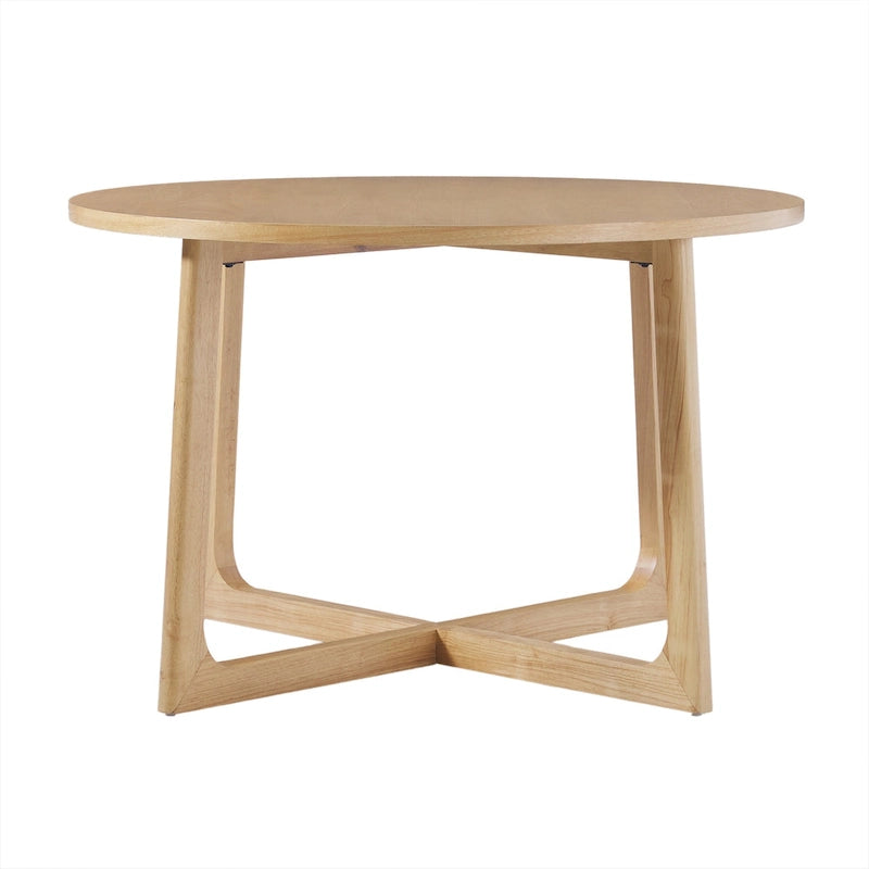 Round Solid Wood Dining Table With Geometric Legs