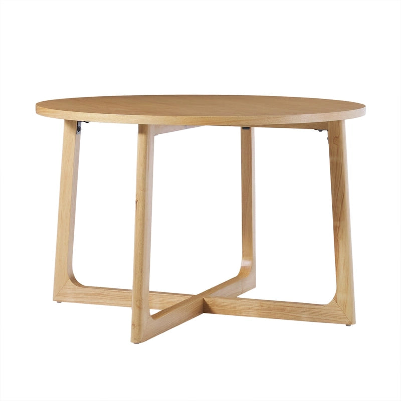 Round Solid Wood Dining Table With Geometric Legs