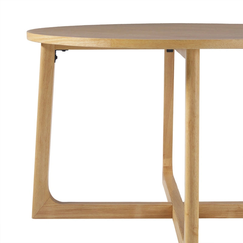 Round Solid Wood Dining Table With Geometric Legs