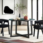 Round Solid Wood Dining Table With Geometric Legs