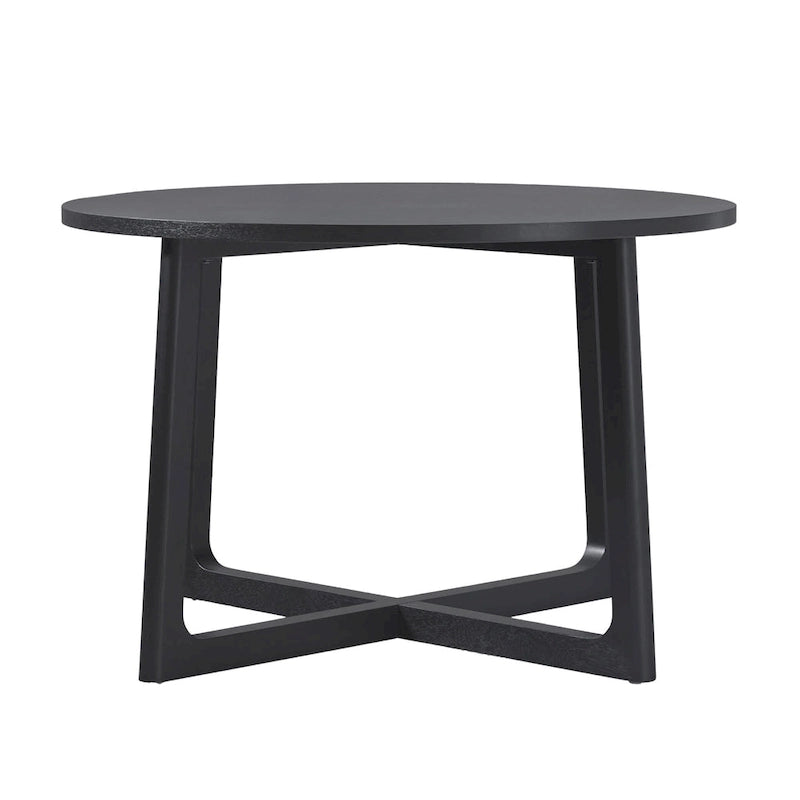 Round Solid Wood Dining Table With Geometric Legs